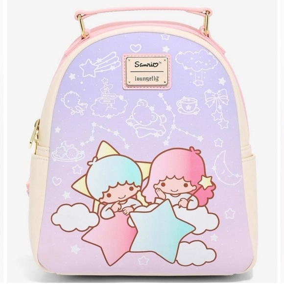 Sanrio Loungefly Little Twin Stars Mini Backpack & Cardholder Set, NWT. - Picture 2 of 8